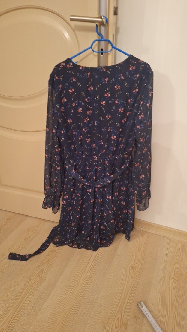 Trendyol marka VYaka Mavi Baskılı Bohem şifon Elbise - Görsel 3