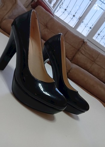 Kadın Siyah Rugan Platform Topuklu Stiletto