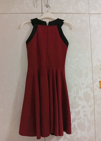 Bordo Piliseli Midi Kolsuz Kadın Abiye Elbise