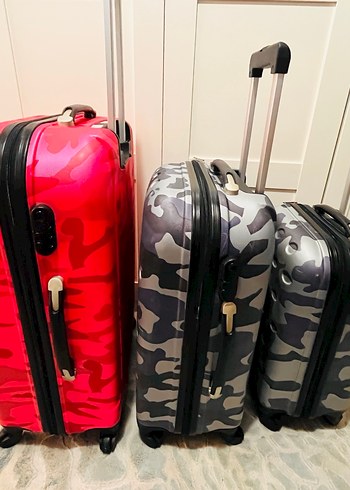 3lü takım valiz polietilen fiber karbon - Görsel 2