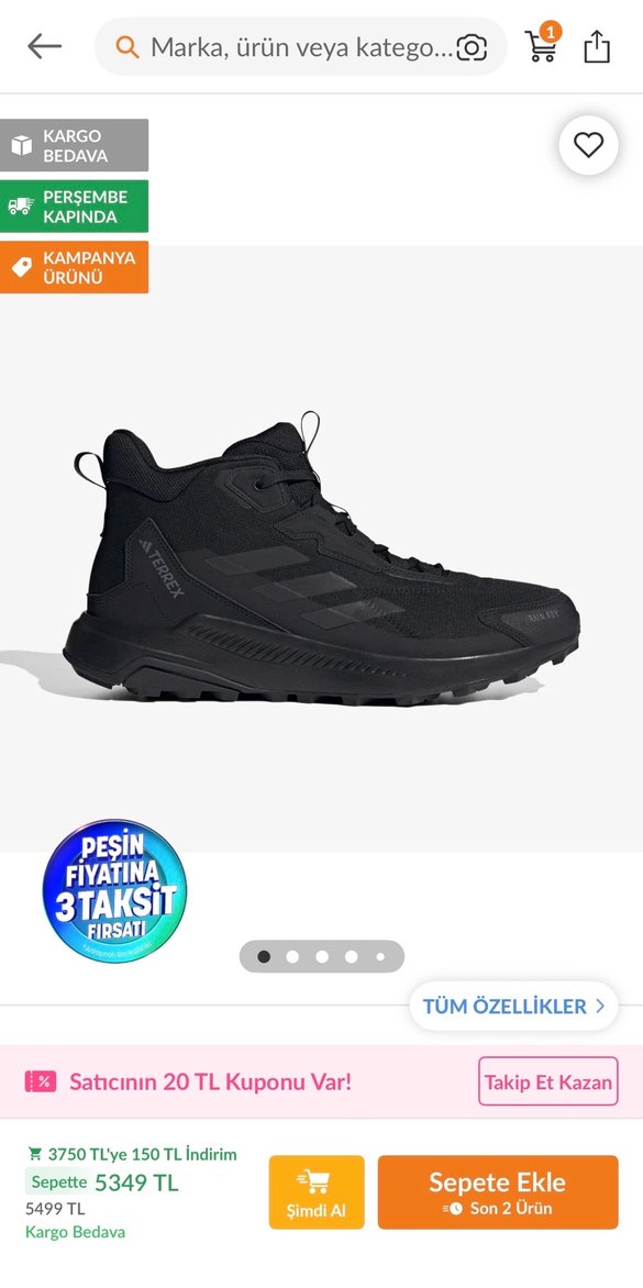 ADİDAS Terrex Siyah Outdoor Spor Ayakkabı - Görsel 5