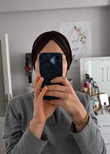 Acı kahve dolgusuz salaş tesettür bone - Görsel 3