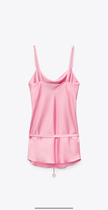 Zara Zara pembe saten kamisol elbise