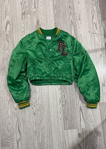 Düğmeli Yeşil Crop Spor Ceket