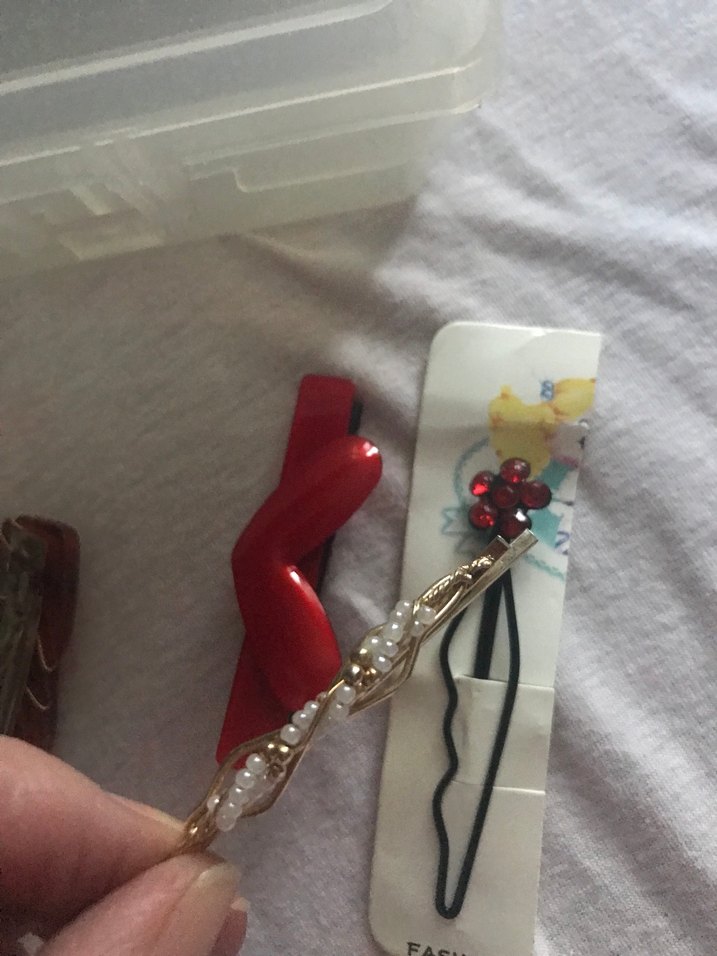 Boncuklu Pembe Çiçekli Saç Tokası - Görsel 2