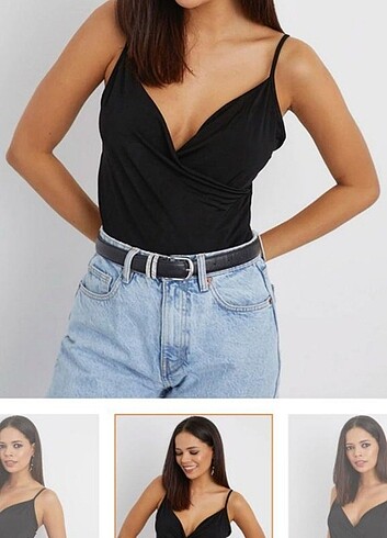 Degaje yaka kruvaze çıtçıtlı body