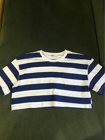 Çizgili crop T-shirt