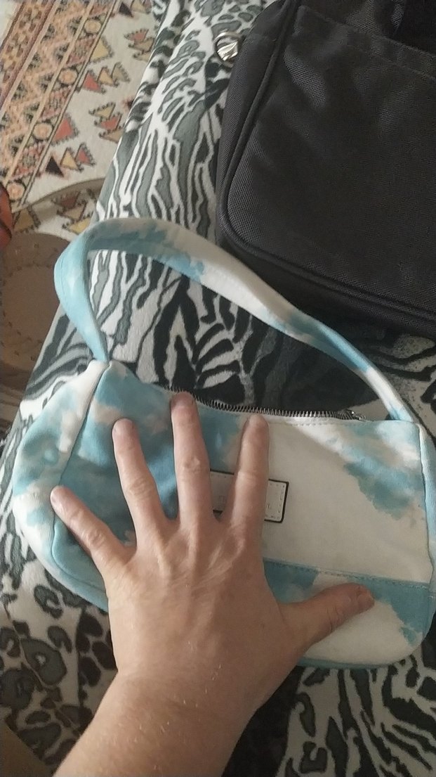 Mavi Bağlama Desenli Fermuarlı Kadın Çantası - Görsel 2