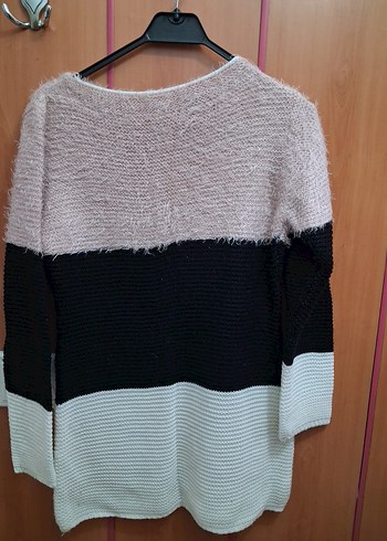 Sarı Beyaz Yuvarlak Yaka Triko Kadın Kazak - Görsel 17