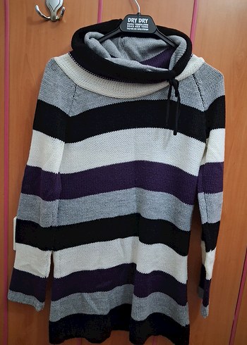 Sarı Beyaz Yuvarlak Yaka Triko Kadın Kazak - Görsel 16