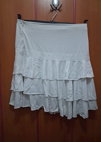 V Yaka Kısa Kollu Bej Hamile Bluzu - Görsel 4