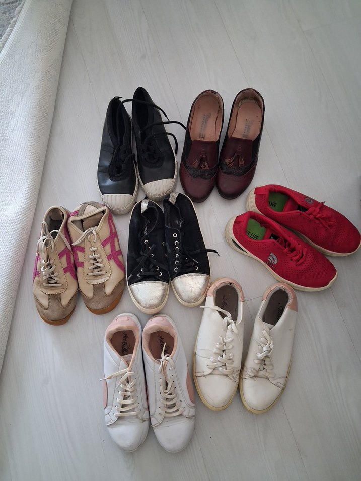 Beyaz Kadın Spor Ayakkabı Düz Taban - Görsel 3