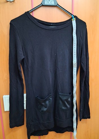 Siyah V Yaka Uzun Kollu Hamile Tunik - Görsel 12