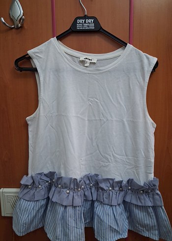 Düğmeli Çizgili Kısa Kollu Kadın Bluz - Görsel 17