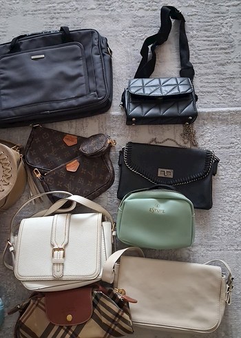 Gri Deri Kadın Omuz Çantası Tokalı - Görsel 2