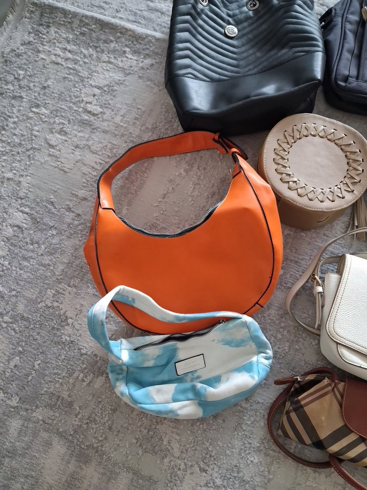 Gri Deri Kadın Omuz Çantası Tokalı - Görsel 4