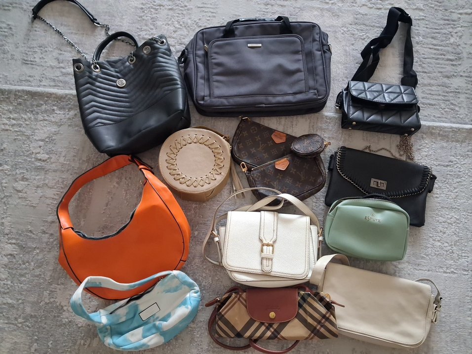 Gri Deri Kadın Omuz Çantası Tokalı - Görsel 5