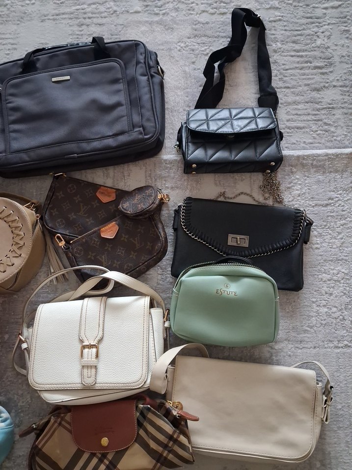 Gri Deri Kadın Omuz Çantası Tokalı - Görsel 2