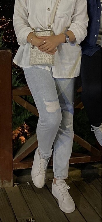 36 Beden Yırtık kot jean mom jean