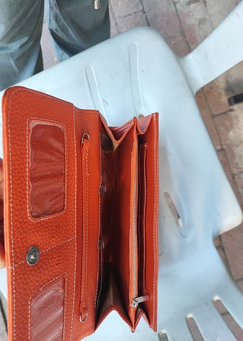 Beden turuncu Renk Klasik Tokalı Kadın Deri Portföy Cüzdan