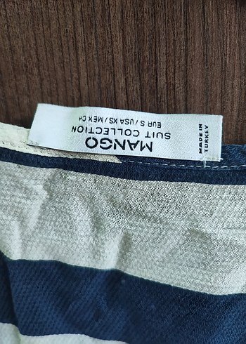 i Mavi Beyaz Çizgili Kadın Gömlek az giyilmis - Görsel 3