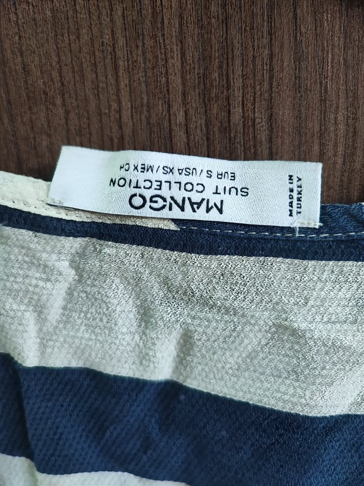 i Mavi Beyaz Çizgili Kadın Gömlek az giyilmis - Görsel 3