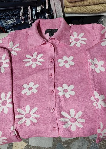 Pembe Düğmeli Hamile Hırka - Görsel 5