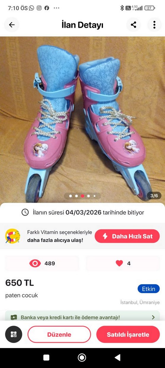 Renkli Pembe Bağcıklı bayanPaten - Görsel 2