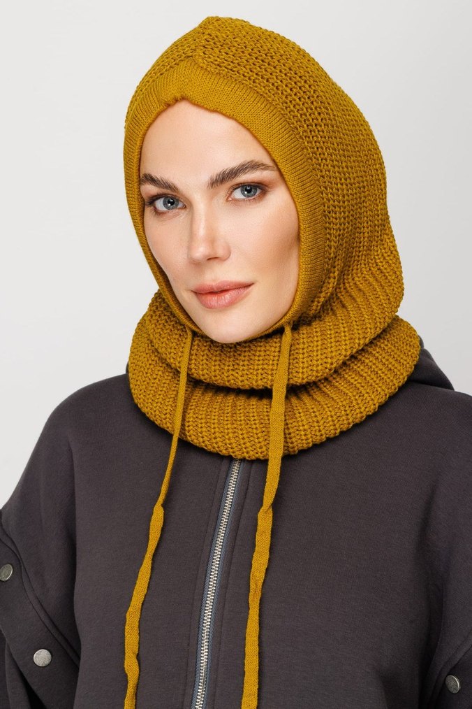Sarı Örgü Kadın Bere - Görsel 2