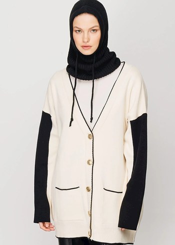 Siyah Örgü Kadın Bere Kapüşon - Görsel 2