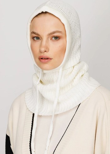 Beyaz Örgü Kadın Bere - Görsel 2