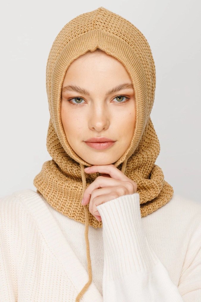 Bej Örgü Kadın Bere - Görsel 2