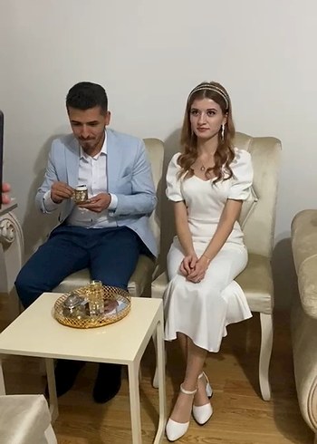 Beyaz Uzun Kalem Elbise - Görsel 2