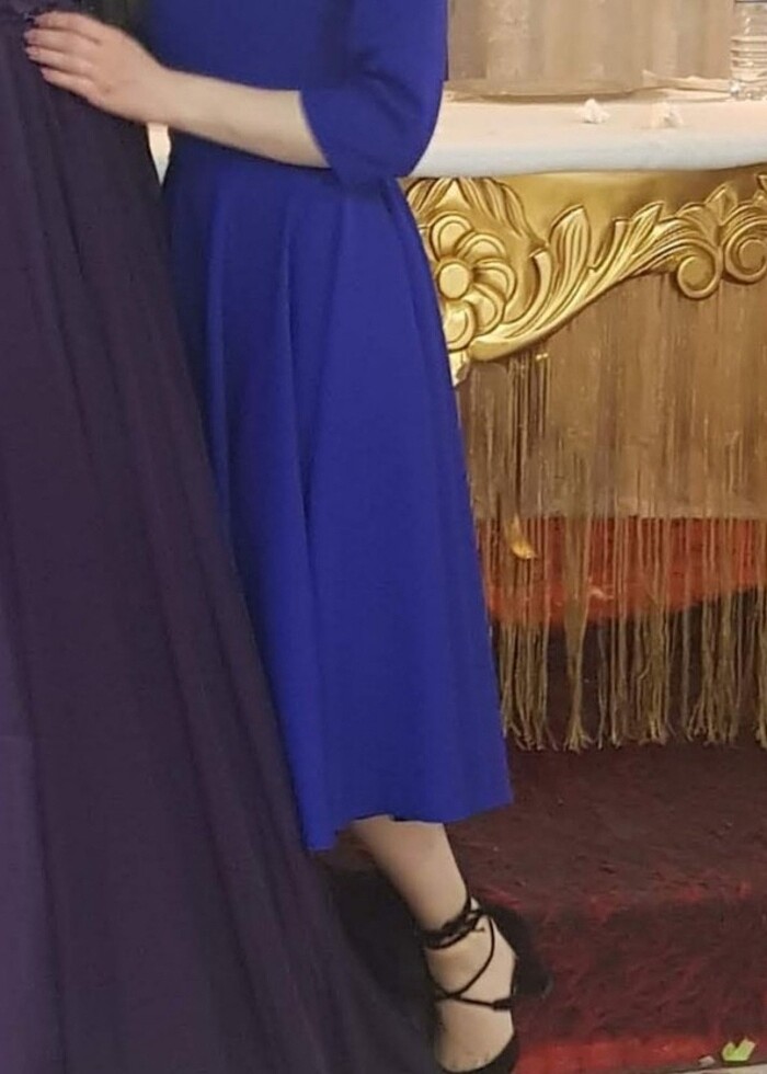 koyu mavi elbise - Görsel 3