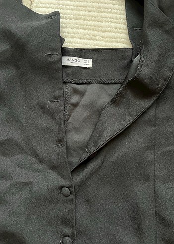 Askılı, düğmeli Siyah Midi Tulum - Görsel 2