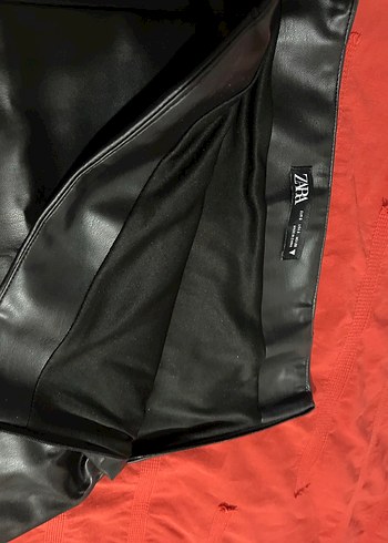 Siyah Deri Mini Biker Etek fermuarlı - Görsel 3