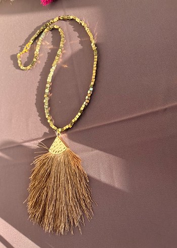Beden altın Renk Golden Tassel el yapımı bohem kolye