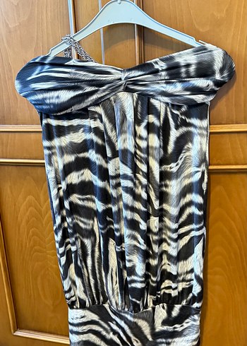 Parlak Mavi Kısa Kollu Midi Elbise - Görsel 2