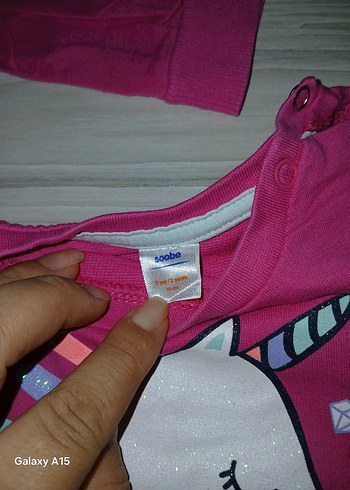 24-36 Ay Beden pembe Renk Kız Çocuk Pembe Kapüşonsuz Baskılı Sweatshirt