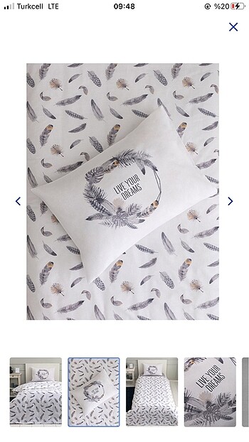 Lc Waikiki Home Lcw home tek kişilik nevresim takımı gri kuş tüyü