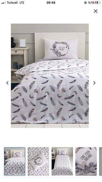Lcw home tek kişilik nevresim takımı gri kuş tüyü