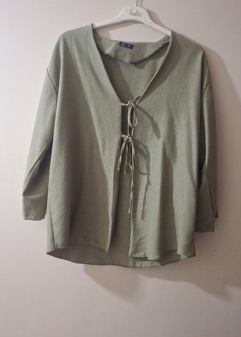 yesil Kadın Uzun ve Bol Kesim Kimono - Görsel 3