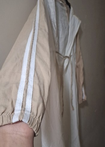 Bej Uzun Kollu Salaş Kadın Uzun Boy Elbise - Görsel 2