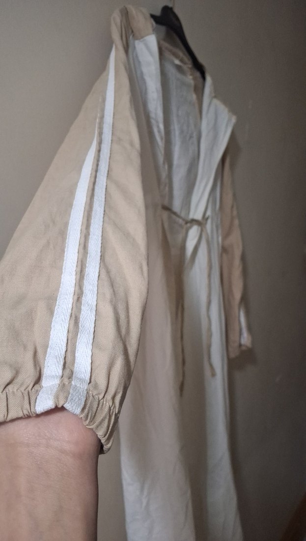 Bej Uzun Kollu Salaş Kadın Uzun Boy Elbise - Görsel 2