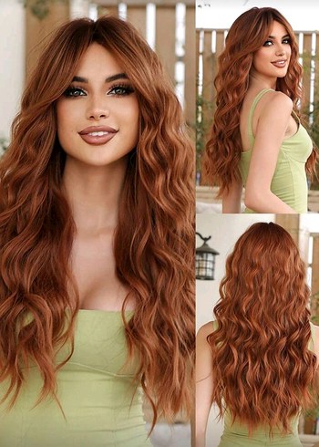 Kahverengi  Bakır  Bohem Kadın Peruk - Görsel 4