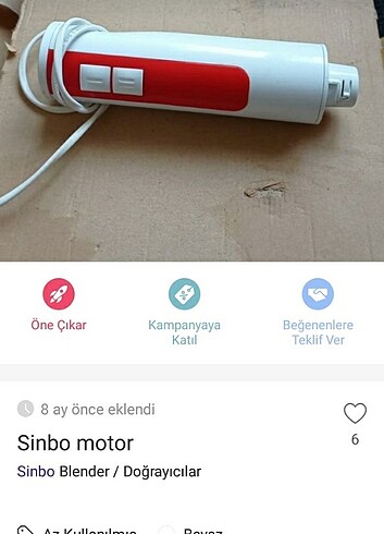 Sinbo blender set motoru