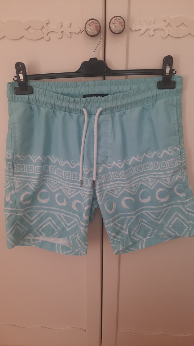 Turkuaz Desenli Erkek Mini Mayo Şort - Görsel 2