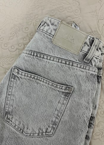 Zara Gri Düğmeli Regular Fit Denim Kadın Pantolon