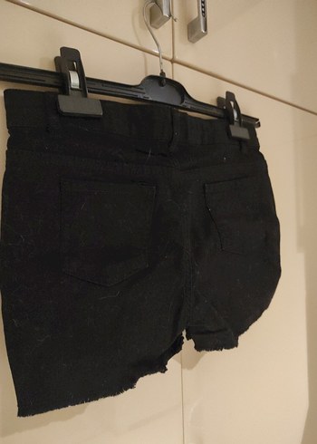 11-12 Yaş Beden Siyah Payet İşlemeli Mini Denim Kız Çocuk Şort