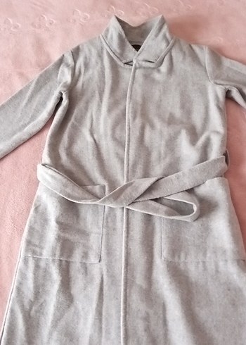 Gri Kadın Uzun Kollu Rahat astarsız kaban - Görsel 2